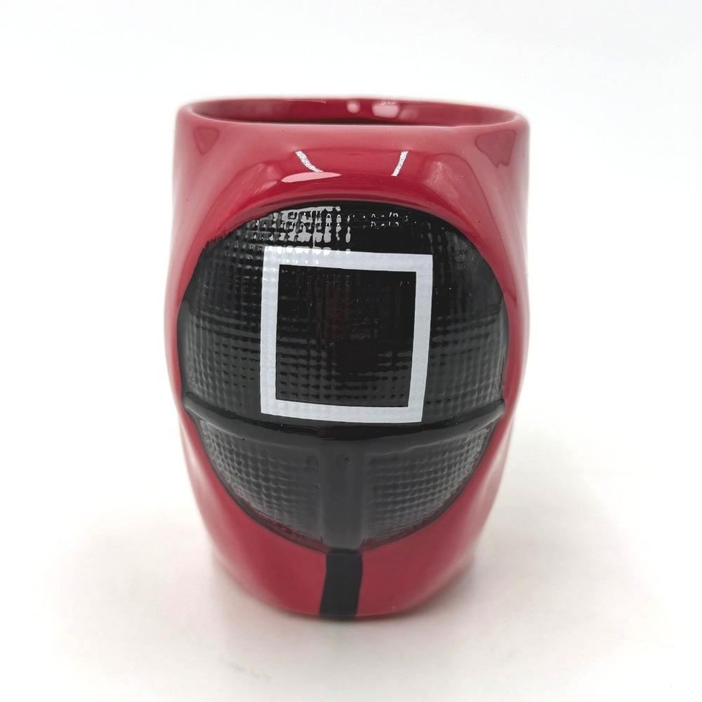 Netflix Squid Game Square Masked Guard 3D Sculpted Ceramic Coffee Mug Red 2021